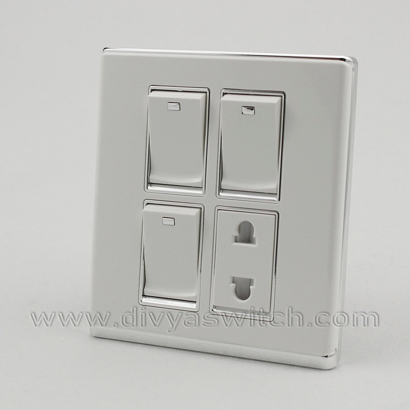 3 gang switch with 1 pin socket,Nepal switch,wall switch manufacturers