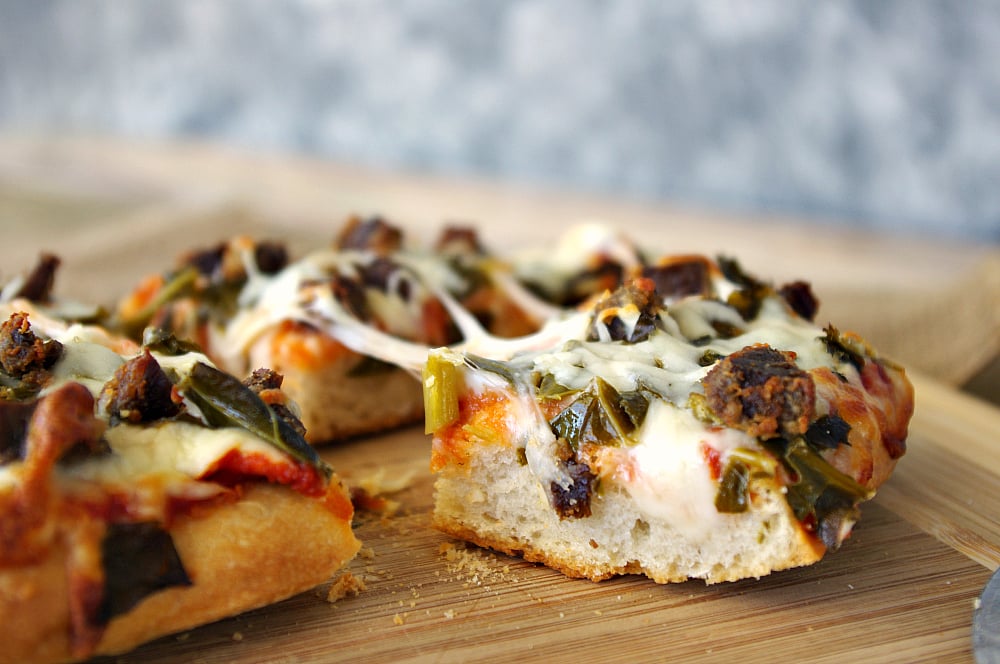 Country Fried Venison and Collard Green French Bread Pizzas Dixie
