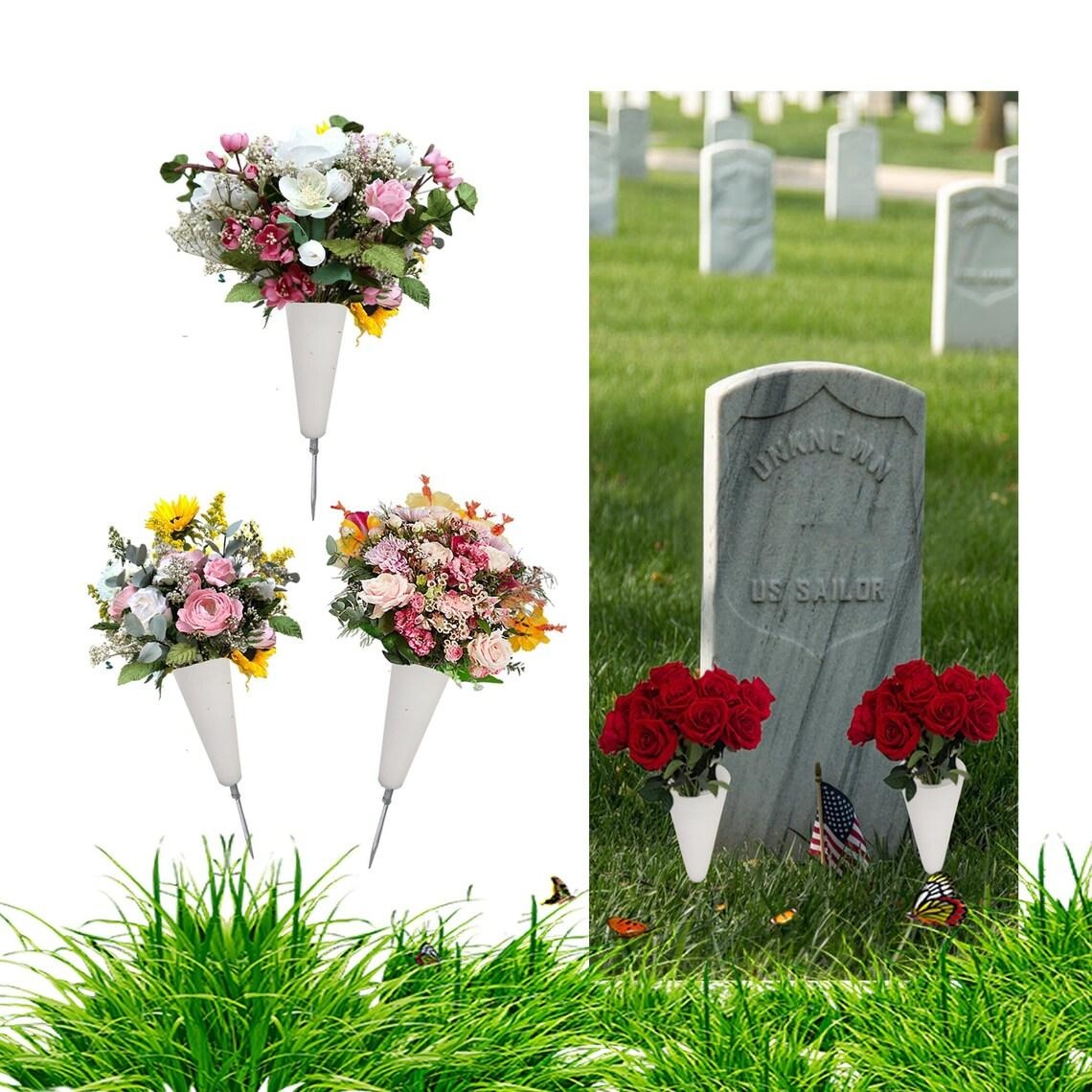 3 PCS Memorial Gift for Loss of Loved One Cemetery Grave Flower Vase