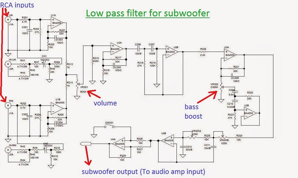 Subwoofer Low Pass Filter Circuit Diagram
