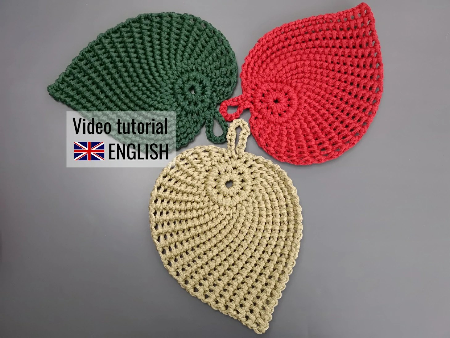 Crochet leafshaped placemat In English (free video tutorial) DIY