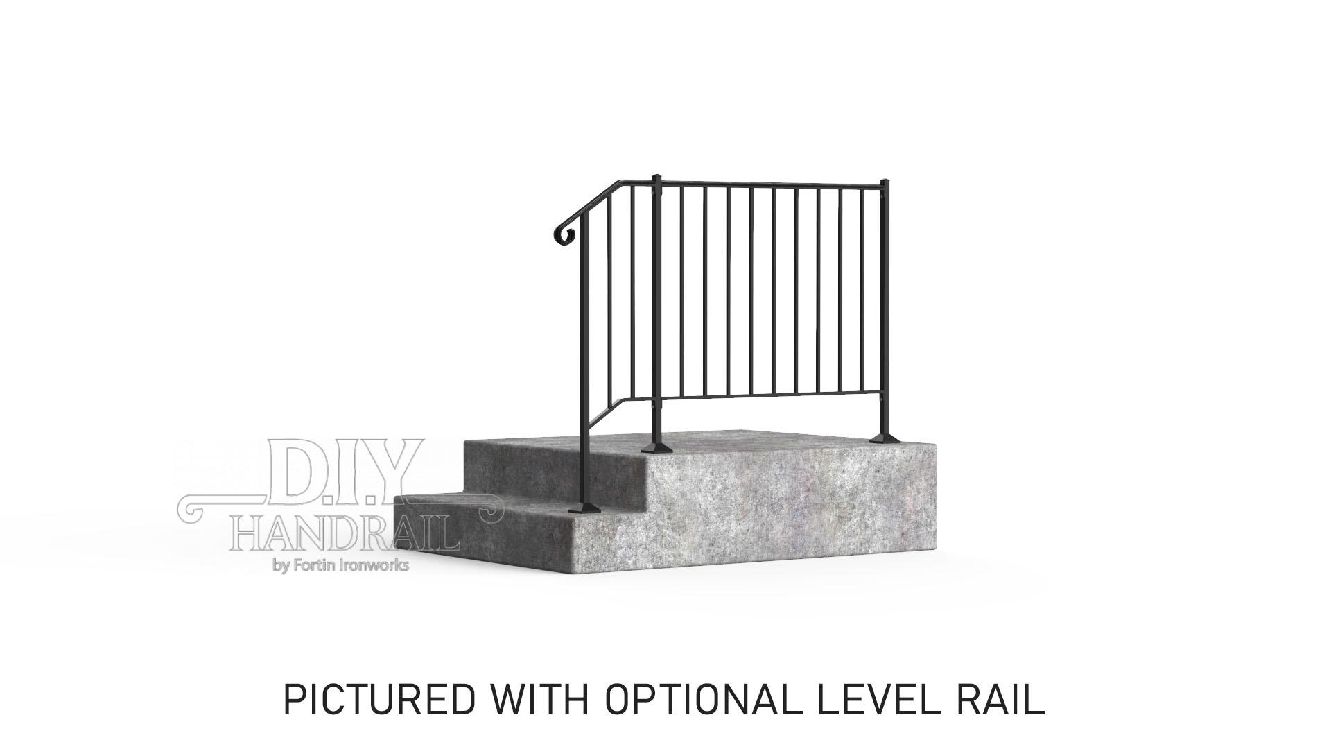 Picket 2 Stand Alone Wrought Iron Handrail Fits 2 or 3 Stairs DIY Handrails