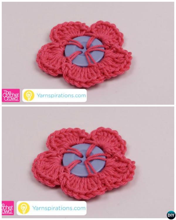 Crochet Button Flower Free Pattern