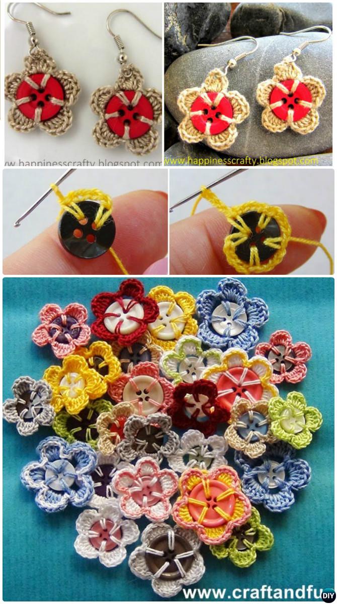 Crochet Button Flower Free Pattern