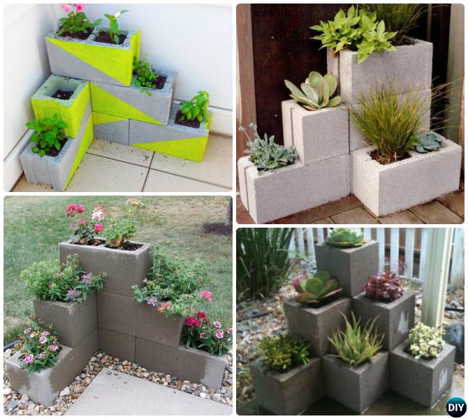 10+ corner cinder block planter