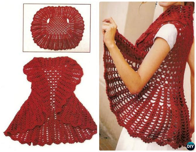 DIY Crochet Circular Vest Sweater Jacket Free Patterns