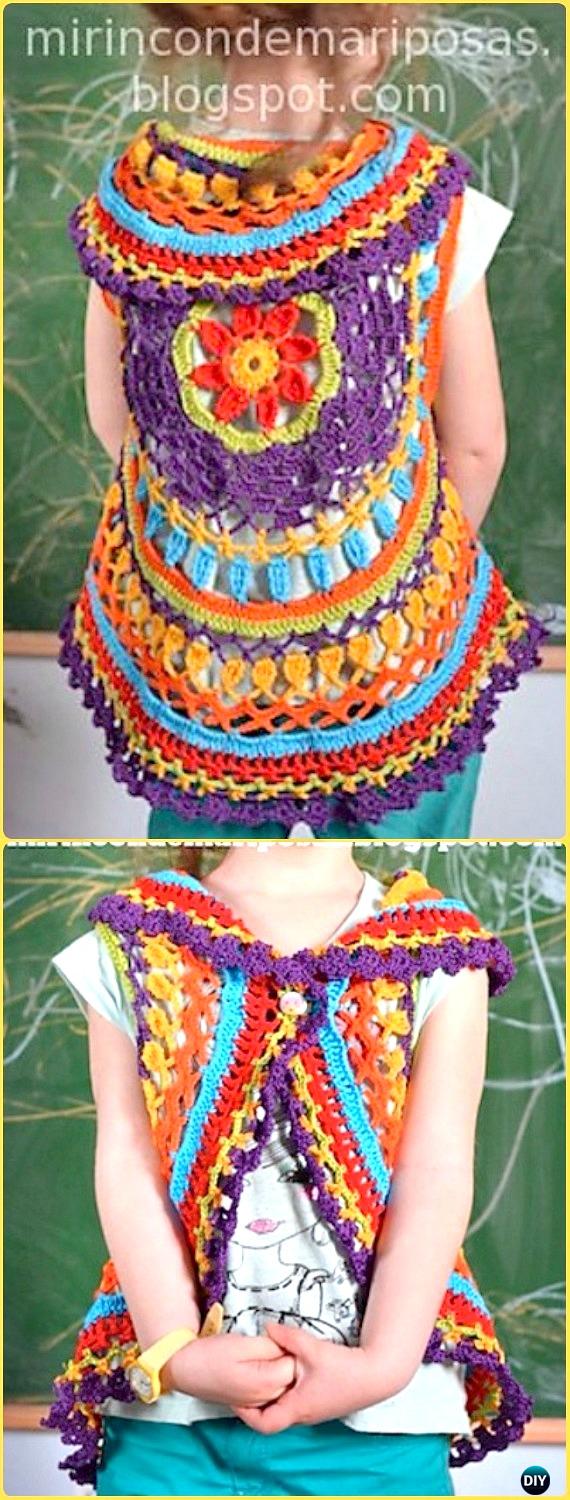 DIY Crochet Circular Vest Sweater Jacket Free Patterns