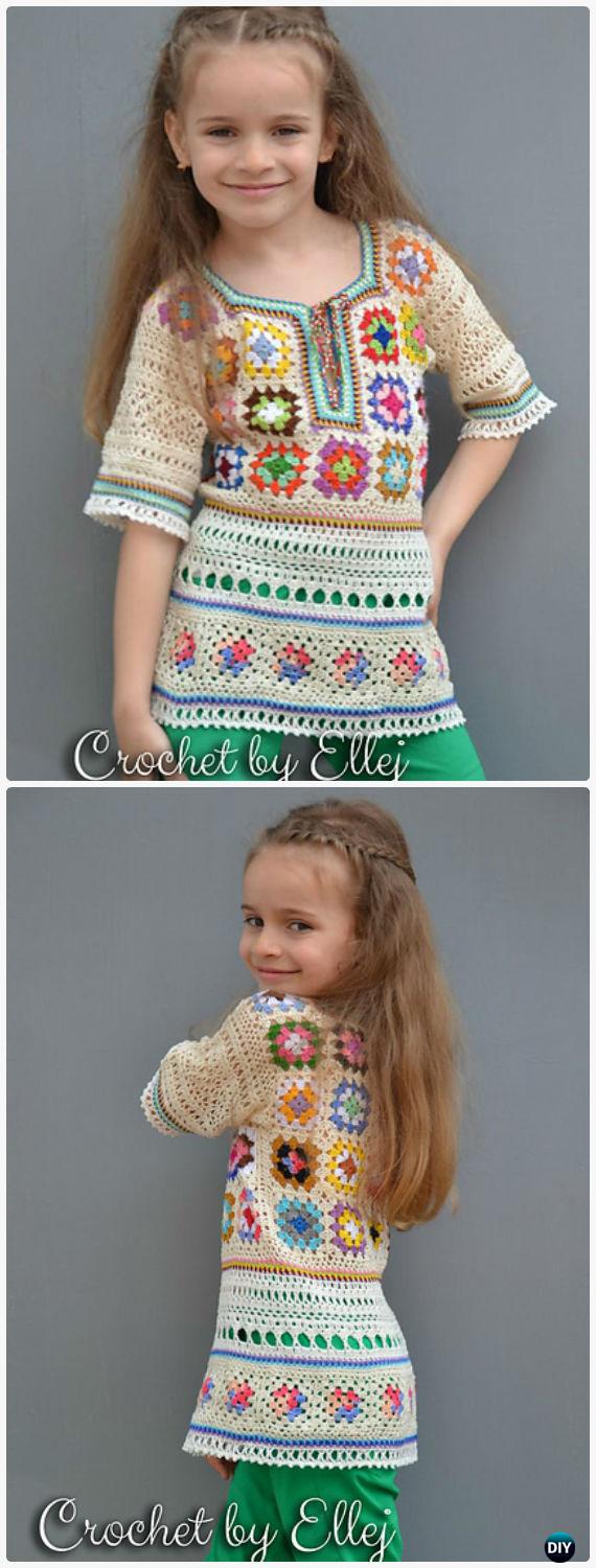 Crochet Kids Sweater Tops Free Patterns