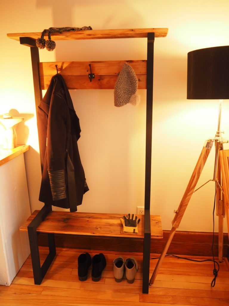 Industrial Coat Rack Bench Hall tree DIY Montreal