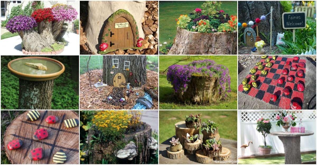 20 Amazing Flower Planters and Lawn Ornaments Made Out of Old Tree