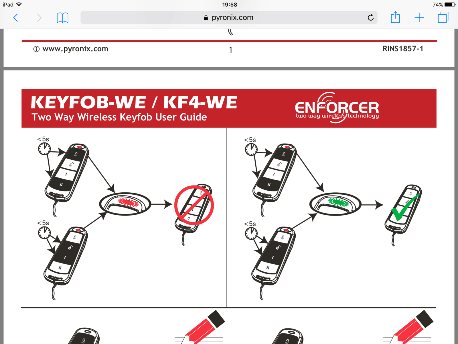 Pyronix Enforcer Key Fob lights flashing almost continuously DIYnot