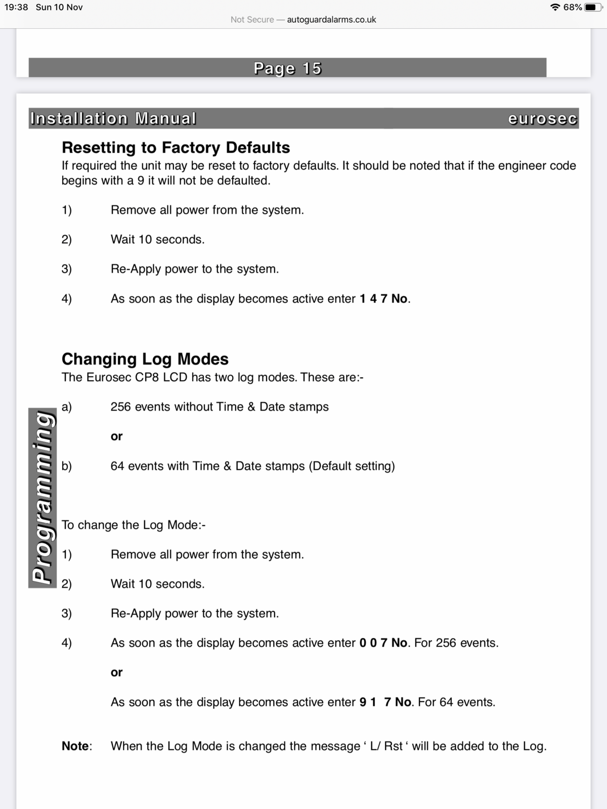How can I reset the burglar alarm code? DIYnot Forums