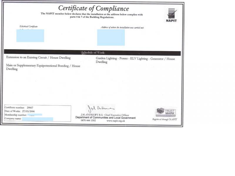 Green Part P Certificate and things DIYnot Forums
