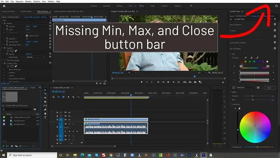 Fix Premiere Pro Missing Min Max & Close Buttons Top Bar DIY Video Studio