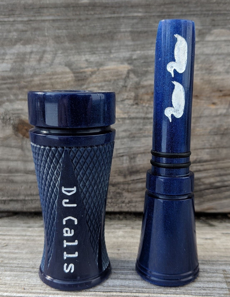 Pearl Blue Checkered New Style Single Reed Duck Call