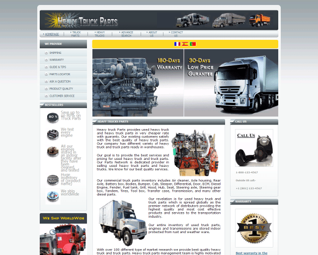 Heavy Truck Parts (USA) site Design, Software Development DJ's