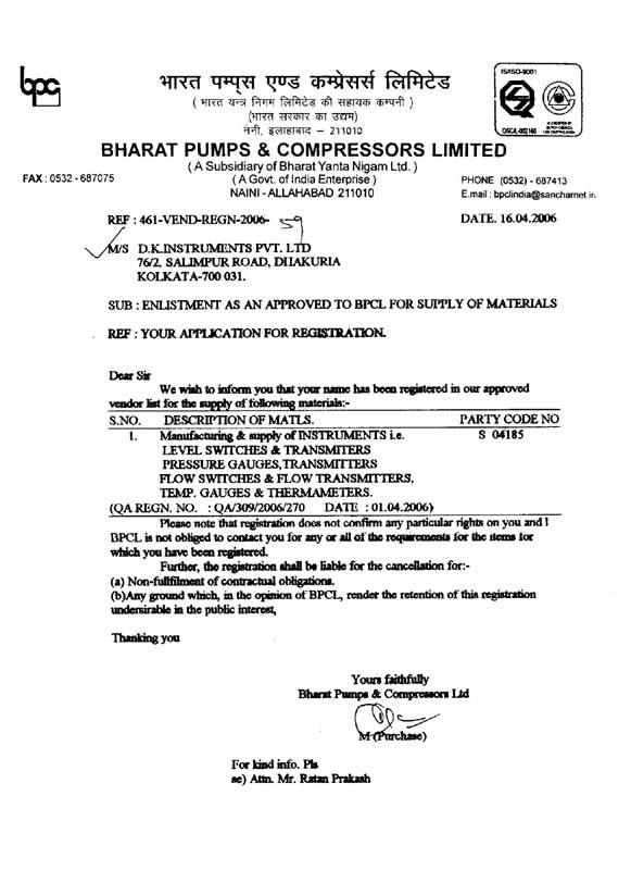 D. K. Instruments Thermal Conductivity Flow Switch in India