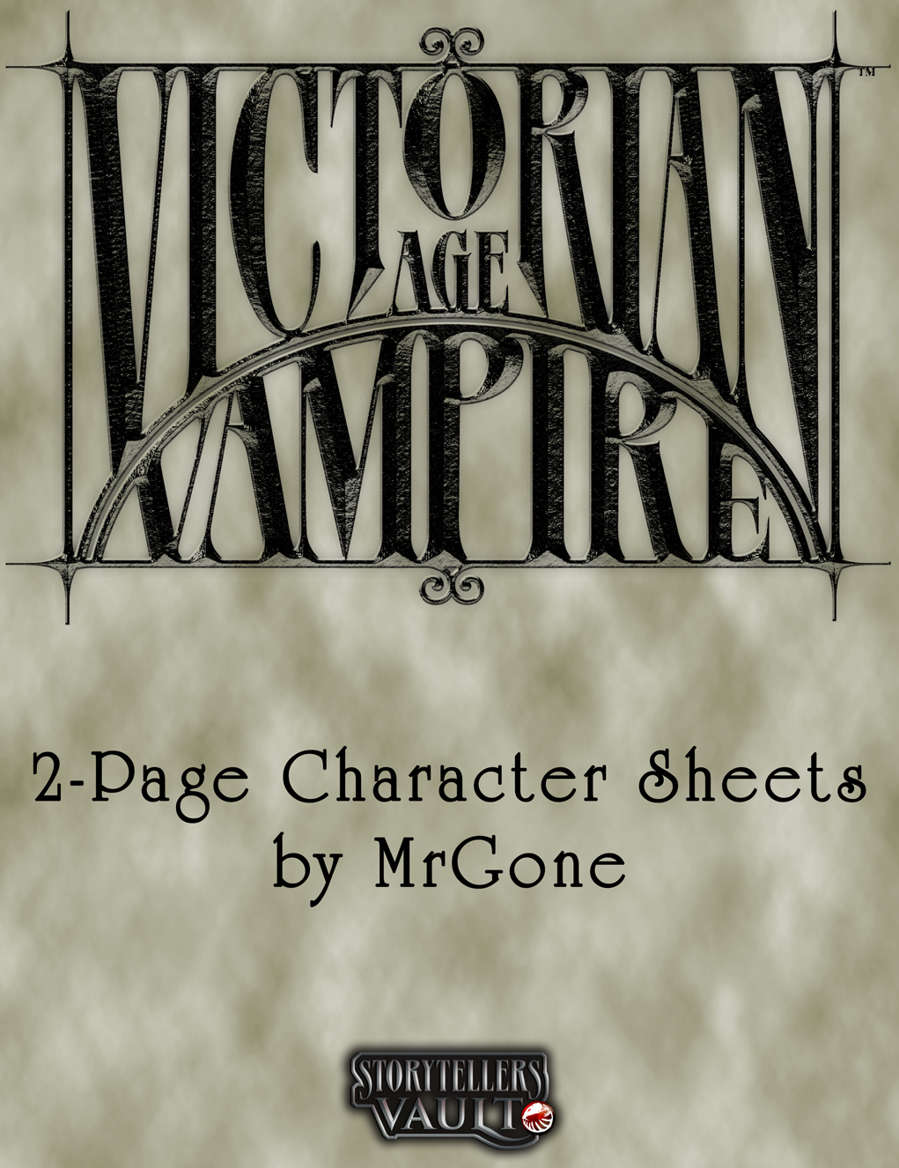 MrGone's Victorian Age Vampire 2Page Character Sheets White Wolf