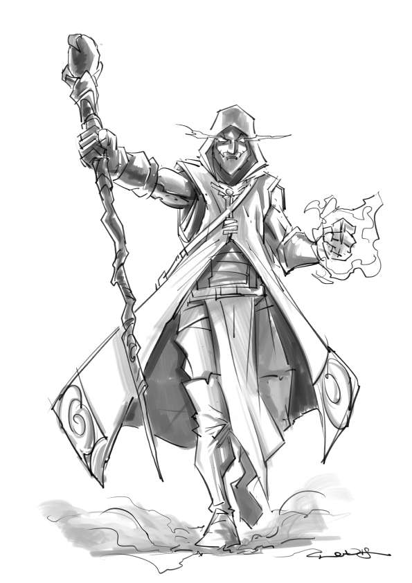 RPG Fantasy Character, Male, Human Wizard Claudio Casini Art