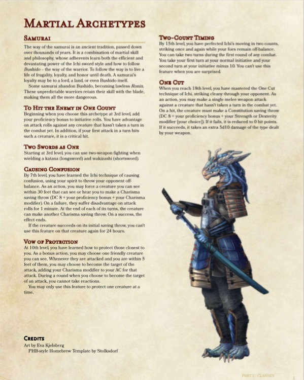 Fighter Archetype Samurai (5e) Dungeon Masters Guild Dungeon Masters Guild