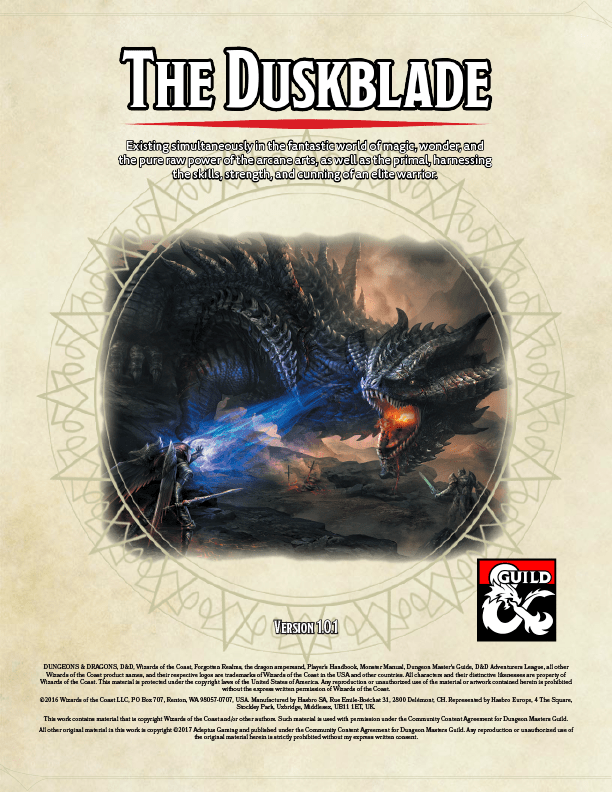 The Duskblade A 5e Class Dungeon Masters Guild Dungeon Masters Guild