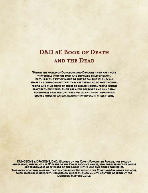 D&D 5e Archetype`s of Death Dungeon Masters Guild Dungeon Masters Guild