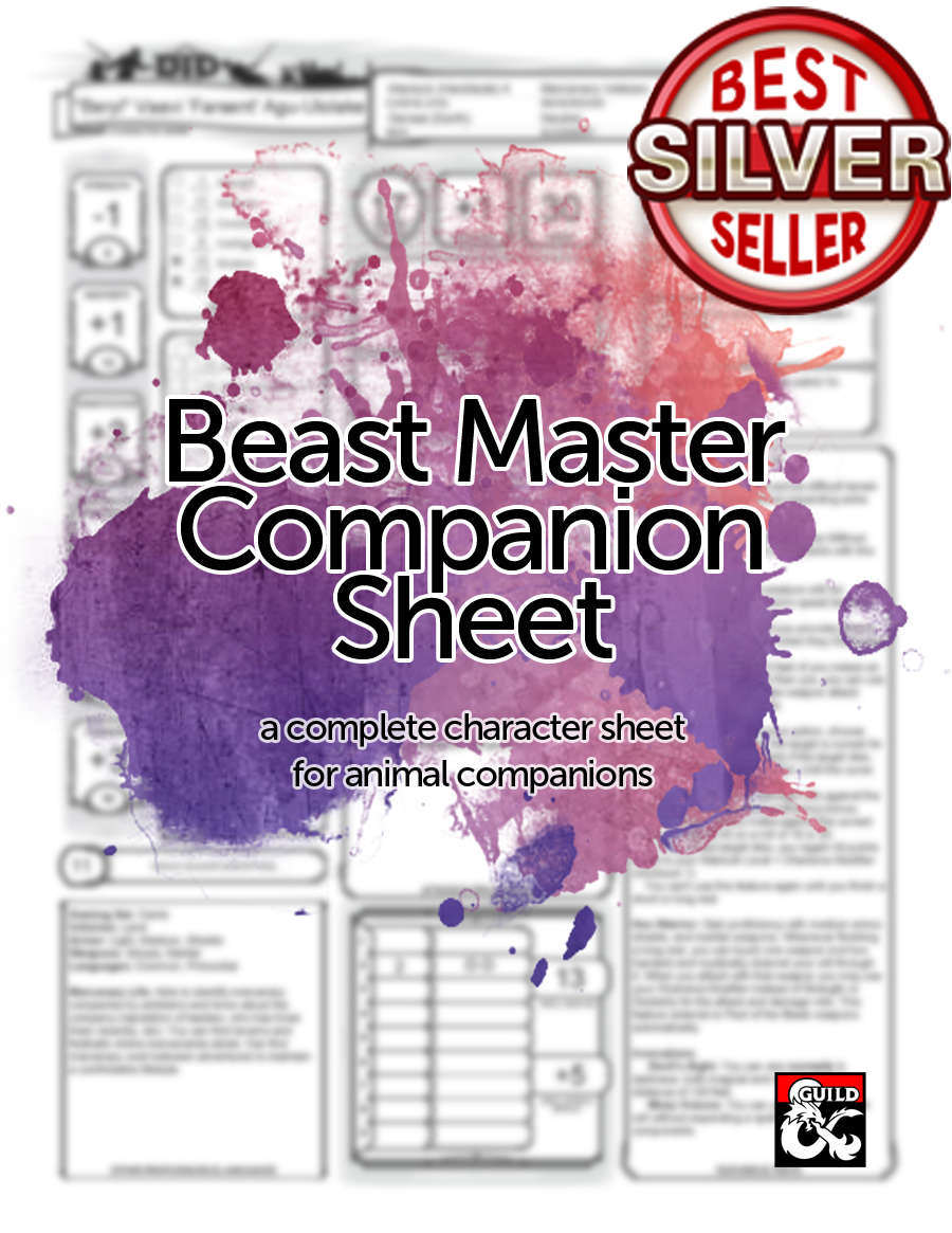 5e Revisited Beast Master Animal Companion Sheet Dungeon Masters