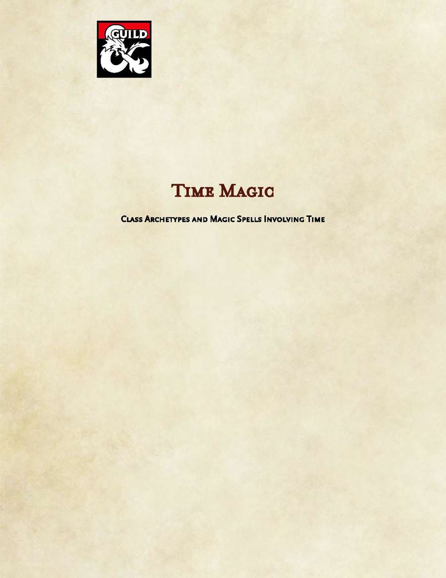 Time Magic Class Options and Spells Dungeon Masters Guild Dungeon