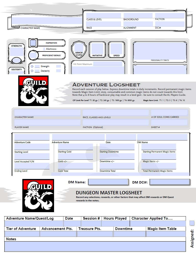 D&D 5E Character & Log Sheet Bundle (all my editable PDFs) Dungeon