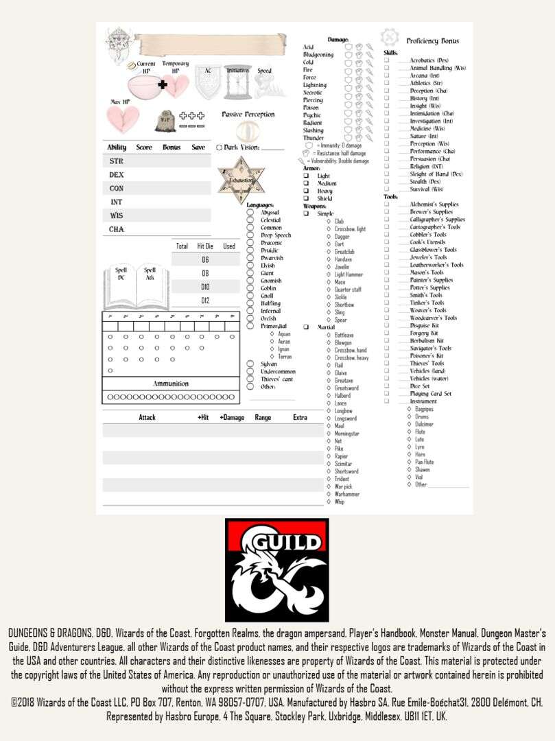 Character sheet v2.0 Dungeon Masters Guild Dungeon Masters Guild