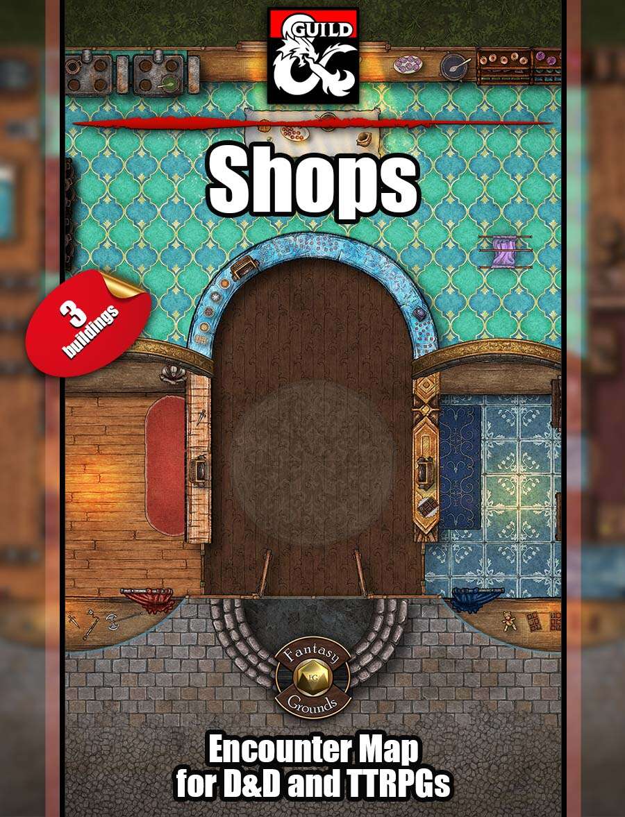 Magic Shop, Seamstress, Coach House & Stable battlemaps w/Fantasy