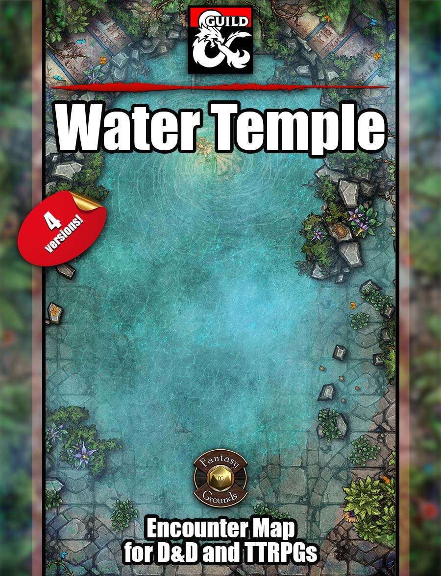 Water Temple Map Pack 3 maps jpg & Fantasy Grounds .mod Dungeon