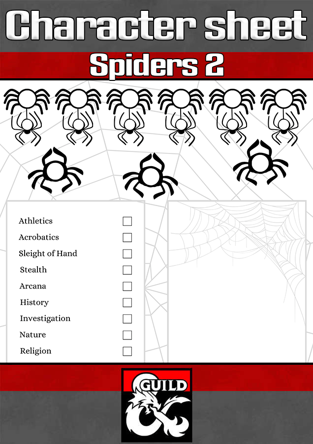 Character sheet Spiders 2 Dungeon Masters Guild Dungeon Masters Guild