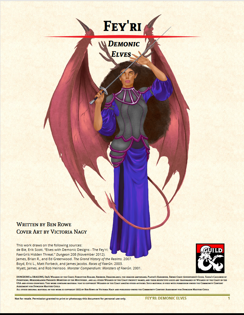 Fey'ri Demonic Elves Dungeon Masters Guild Dungeon Masters Guild