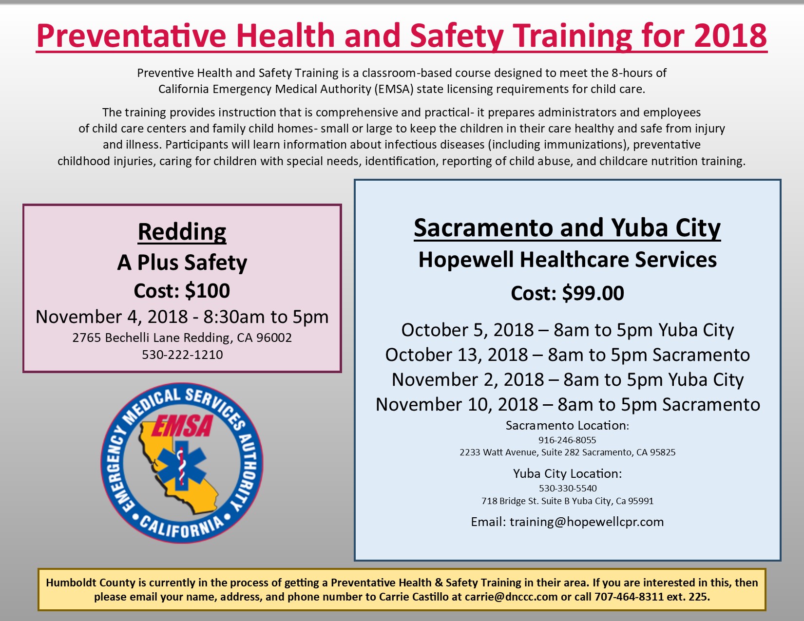 Preventative Health And Safety Trainings Del Norte Child