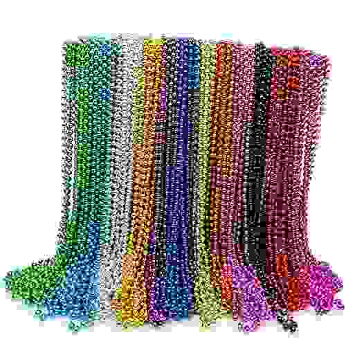 144 Pcs Mardi Gras Beads Bulk 33 Inch 7mm Carnival Beaded Necklaces D