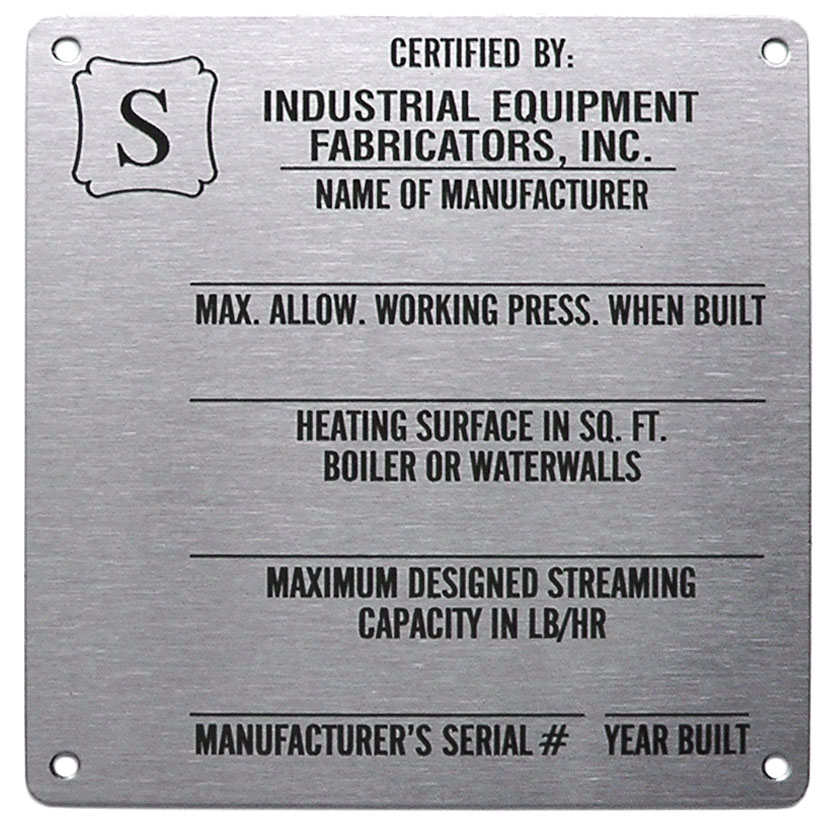 ASME Cert Plates Nameplates, Metal Tags and Laser Cutting Detroit