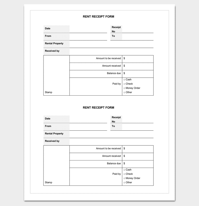 Rent Receipt Template 9+ Forms for Word Doc, PDF Format