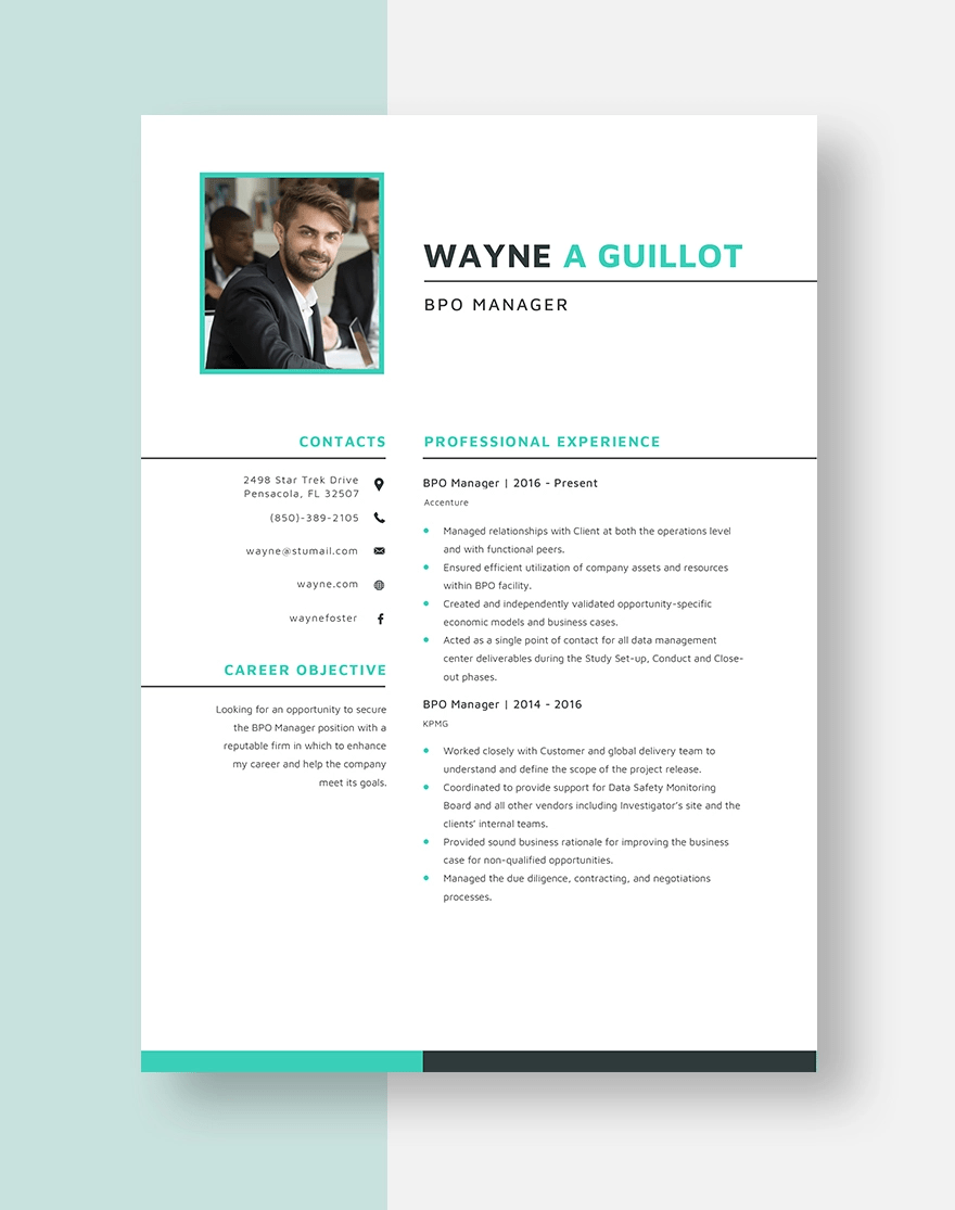 BPO Resume Template 15+ Samples & Formats