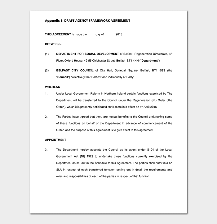 Framework Agreement Template 7+ Samples & Examples
