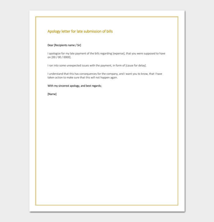 Apology Letter for Being Late in Submission Sample Letter
