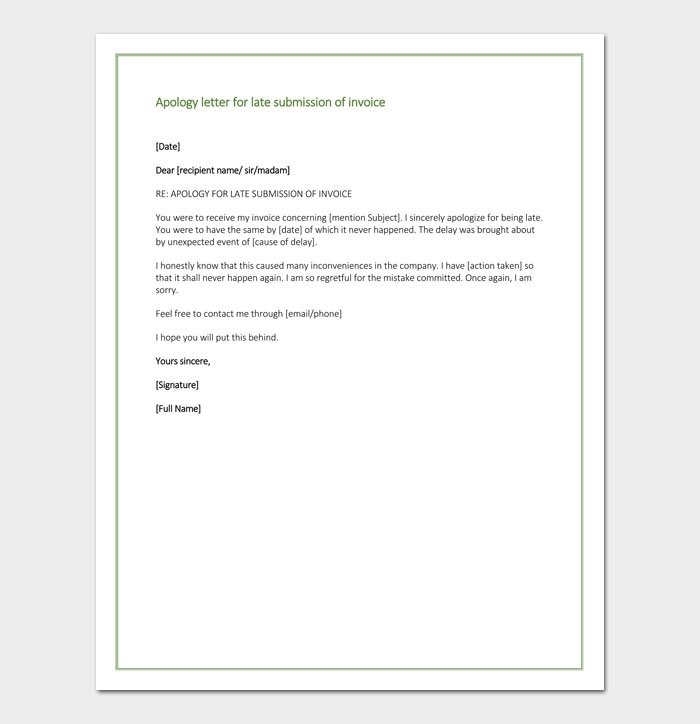 Apology Letter for Being Late in Submission Sample Letter