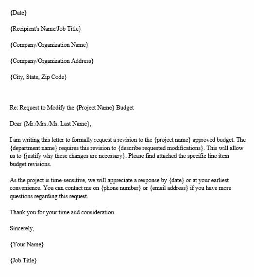 Budget Modification Request Letter Format & Example