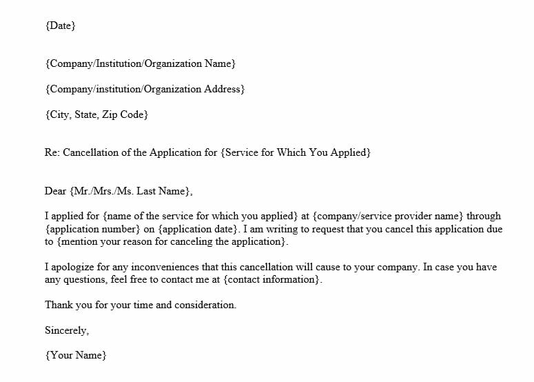 Sample Application Cancellation Letter (+Tips and Template)