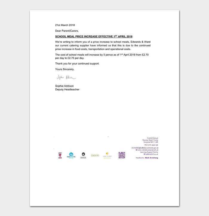 45 FREE Price (Rate) Increase Letter Formats and Examples Word PDF