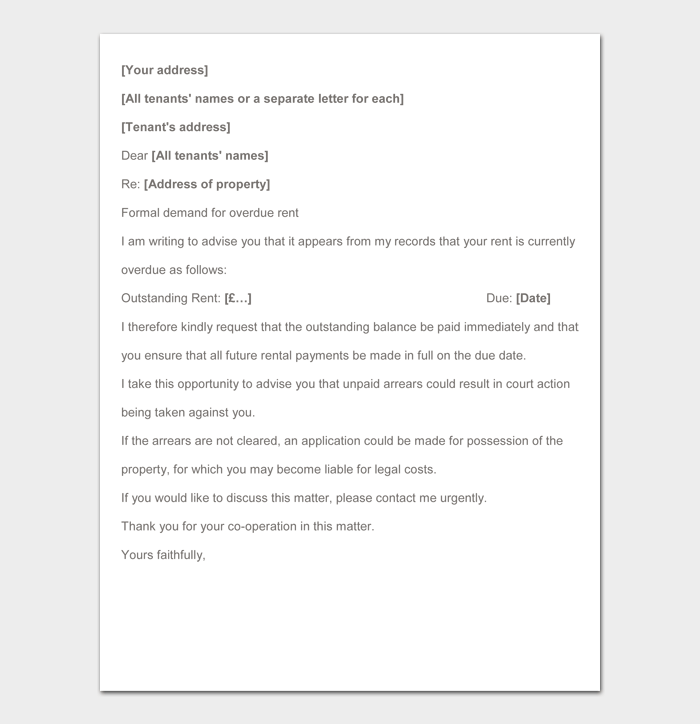 35 Free Final Notice Letter for Rent Templates & Examples Word PDF