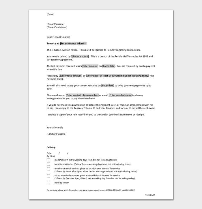 35 Free Final Notice Letter for Rent Templates & Examples Word PDF