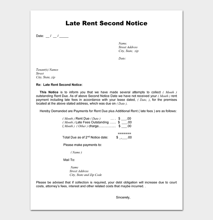35 Free Final Notice Letter for Rent Templates & Examples Word PDF
