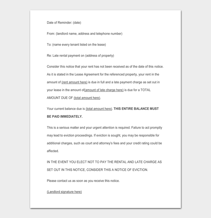 35 Free Final Notice Letter for Rent Templates & Examples Word PDF