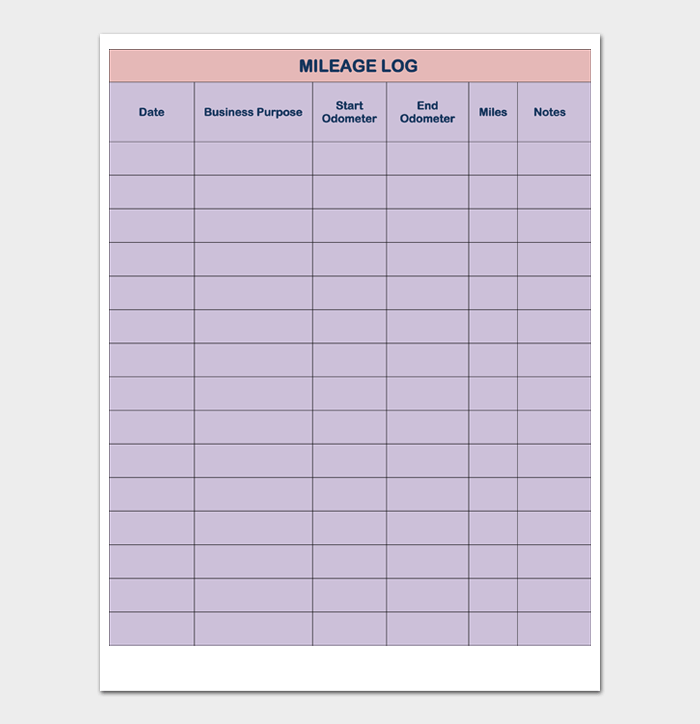 19 Free Printable Mileage Log Templates DocFormats